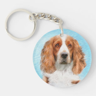Welsh Springer Spaniel Painting - Original Dog Art Keychain