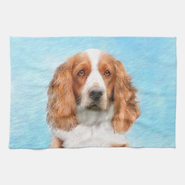 Welsh Springer Spaniel Painting - Original Dog Art Kitchen Towel (Horizontal)