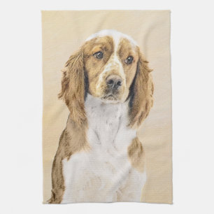 Welsh Springer Spaniel Painting - Original Dog Art Kitchen Towel