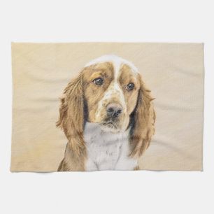 Welsh Springer Spaniel Painting - Original Dog Art Kitchen Towel