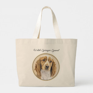 Welsh Springer Spaniel Painting Original Dog Art Large Tote Bag