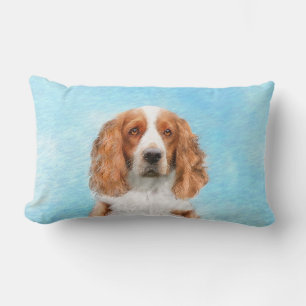 Welsh Springer Spaniel Painting - Original Dog Art Lumbar Pillow
