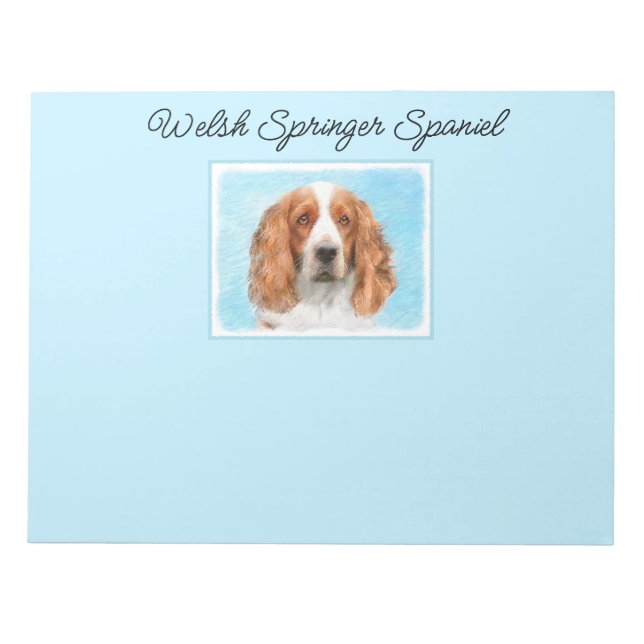 Welsh Springer Spaniel Painting - Original Dog Art Notepad (Front)
