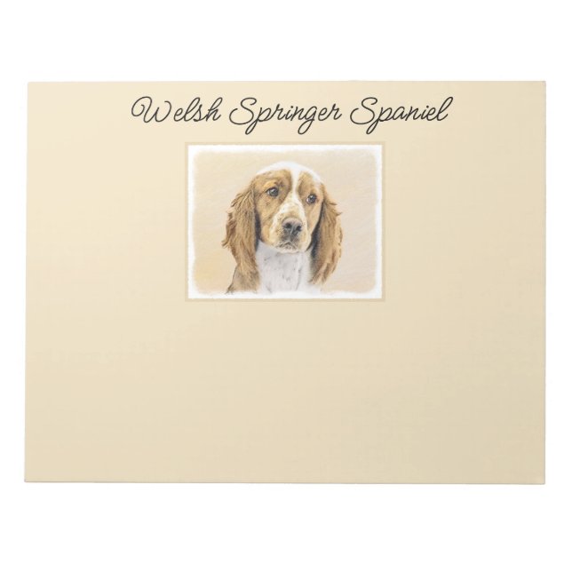 Welsh Springer Spaniel Painting - Original Dog Art Notepad (Front)