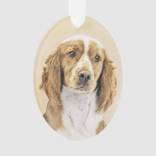 Welsh Springer Spaniel Painting - Original Dog Art Ornament