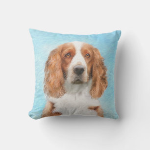 Welsh Springer Spaniel Painting - Original Dog Art Outdoor Pillow