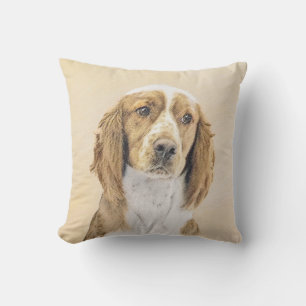 Welsh Springer Spaniel Painting - Original Dog Art Outdoor Pillow