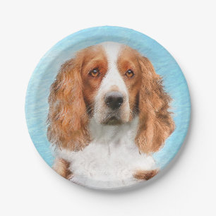 Welsh Springer Spaniel Painting - Original Dog Art Paper Plate