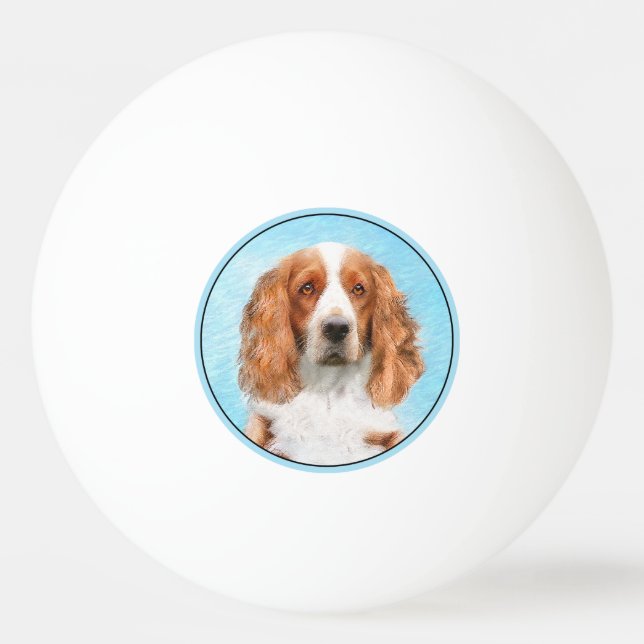 Welsh Springer Spaniel Painting - Original Dog Art Ping Pong Ball (Front)