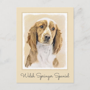 Welsh Springer Spaniel Painting - Original Dog Art Postcard