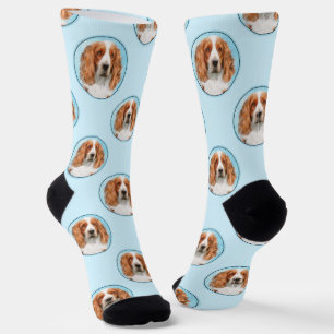 Welsh Springer Spaniel Painting Original Dog Art Socks