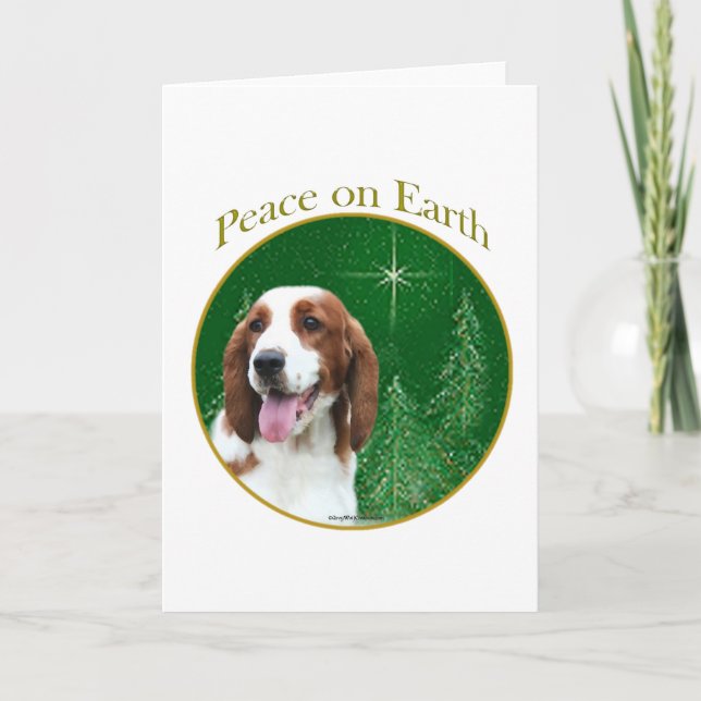 Welsh Springer Spaniel Peace Holiday Card (Front)