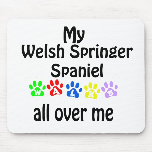 Welsh Springer Spaniel Walks Design Mouse Pad (Front)