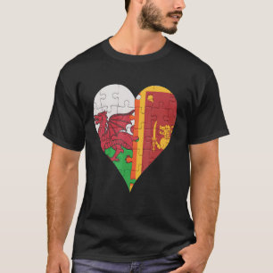 Welsh Sri Lankan Flag Heart T-Shirt
