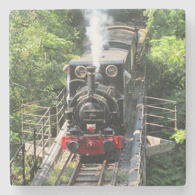 Welsh Steam Train. Stone Coaster (Front)
