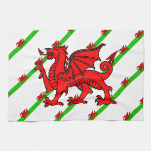Welsh stripes flag kitchen towel