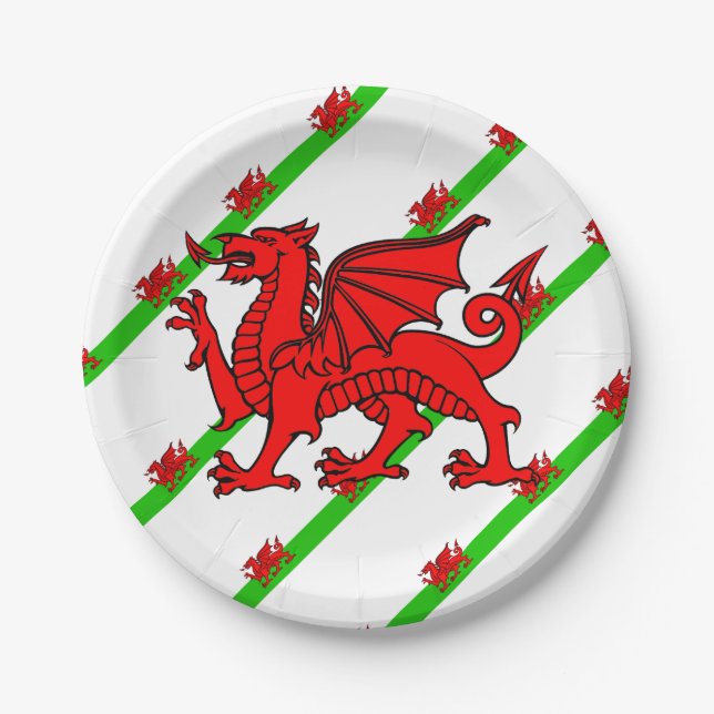 Welsh stripes flag paper plate (Front)
