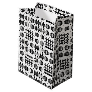 Welsh Tapestry Pattern Black White Medium Gift Bag