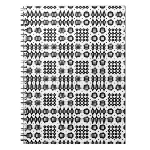 Welsh Tapestry Pattern Black White Spiral Notebook