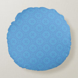 Welsh Tapestry Pattern, Chic Blue Round Pillow