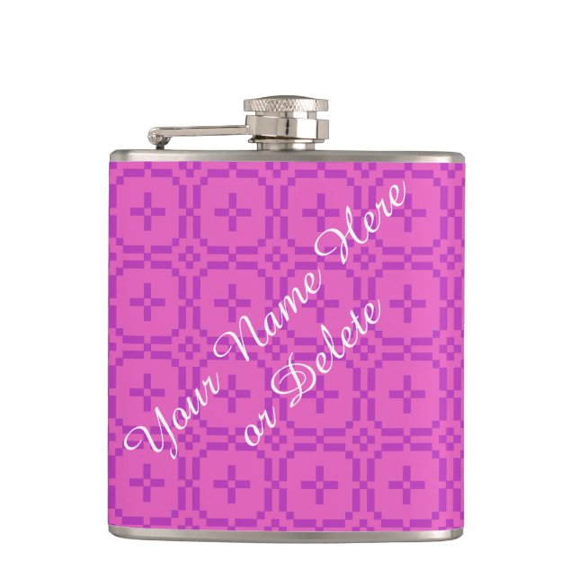Welsh Tapestry Pattern, Chic Pink Custom Hip Flask (Front)