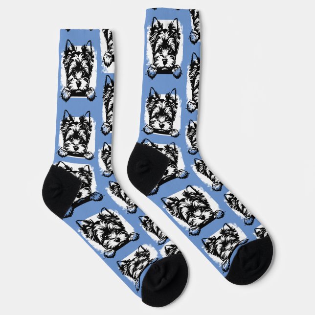 Welsh Terrier Blue Puppy Personalized Theme Socks (Right)