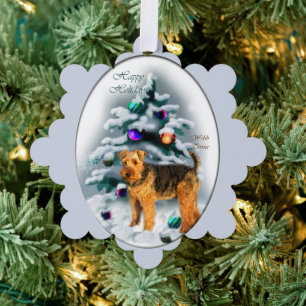 Welsh Terrier Christmas Ornament Card