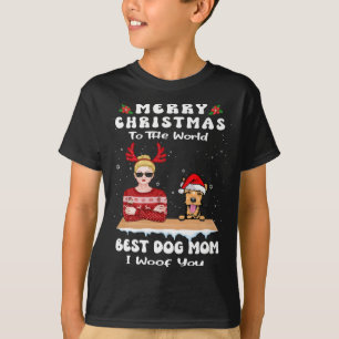 Welsh Terrier Christmas To The World Best Dog Mom  T-Shirt