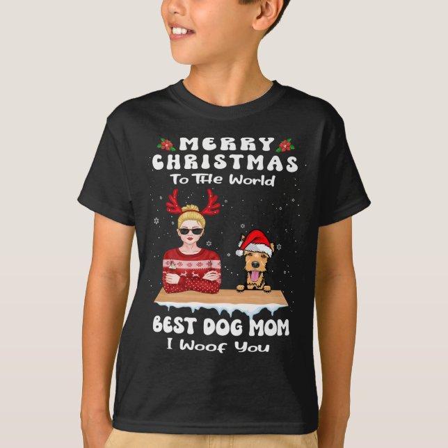 Welsh Terrier Christmas To The World Best Dog Mom  T-Shirt (Front)