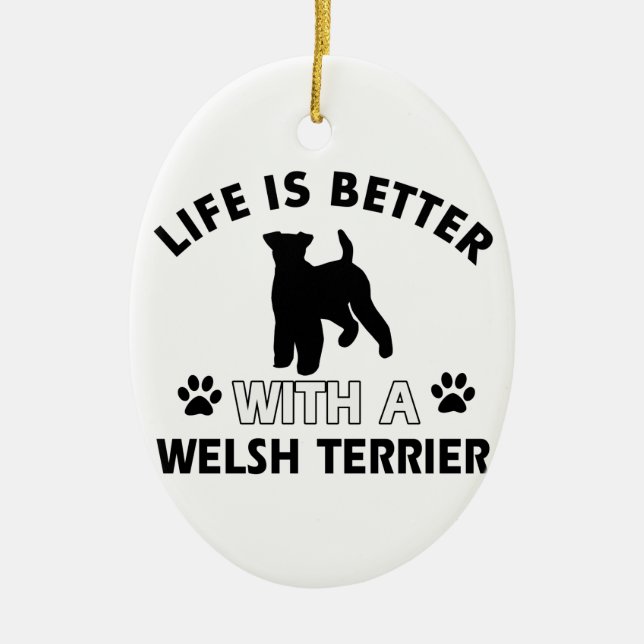 Welsh Terrier dog breed designs Ceramic Ornament (Front)