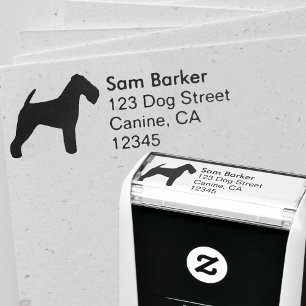Welsh Terrier Dog Breed Silhouette Return Address Self-inking Stamp