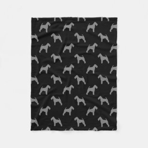 Welsh Terrier Dog Breed Silhouettes Pattern Fleece Blanket
