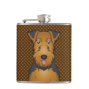 Welsh Terrier Dog Cartoon Paws Hip Flask
