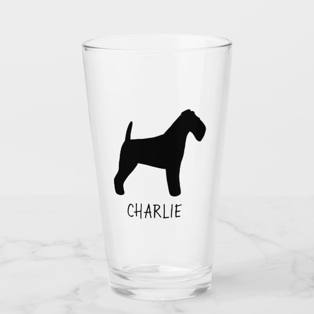 Welsh Terrier Dog Silhouette Welshie Personalized Glass (Front)