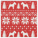Welsh Terrier Dog Silhouettes Christmas Holiday Fabric