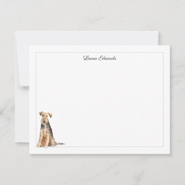 Welsh Terrier Gray Border Personalized Card (Front)