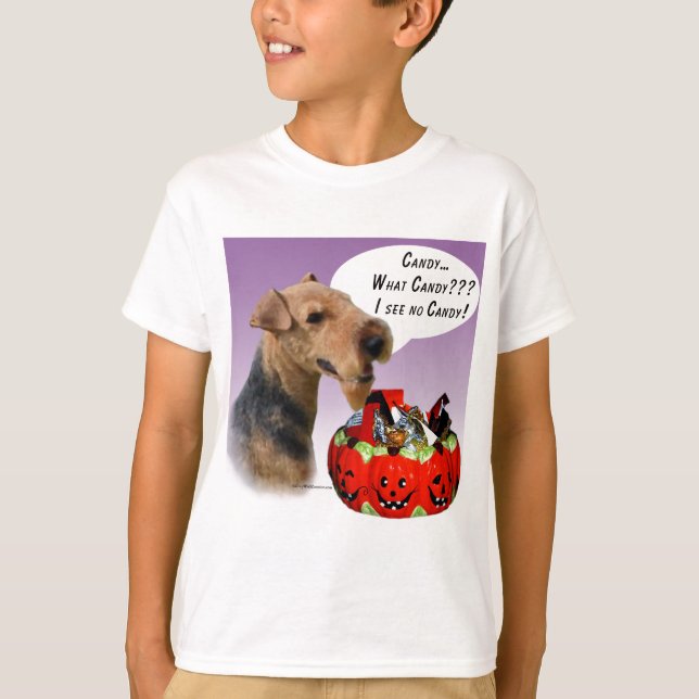 Welsh Terrier Halloween Candy T-Shirt (Front)