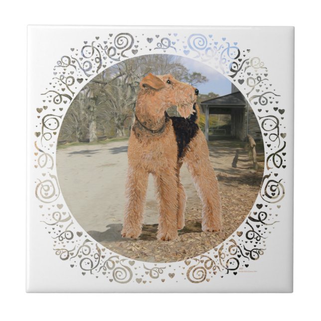 Welsh Terrier in the Stable Yard Tile (Front)