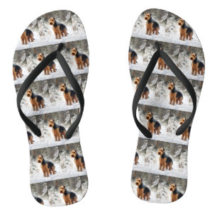 Welsh Terrier Let It Snow Christmas  Flip Flops