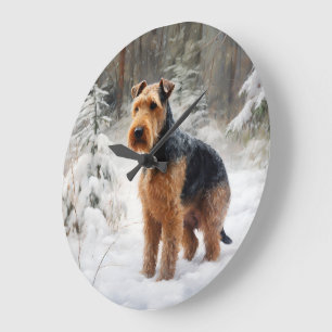 Welsh Terrier Let It Snow Christmas  Large Clock