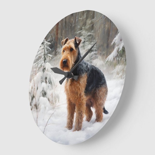 Welsh Terrier Let It Snow Christmas  Large Clock (Angle)
