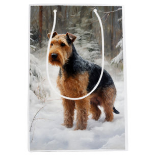 Welsh Terrier Let It Snow Christmas  Medium Gift Bag