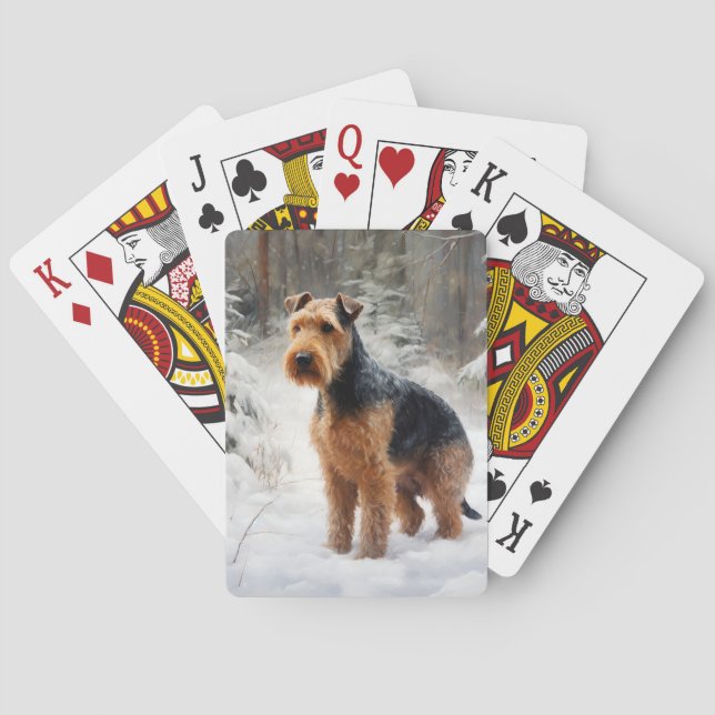 Welsh Terrier Let It Snow Christmas  Playing Cards (Back)