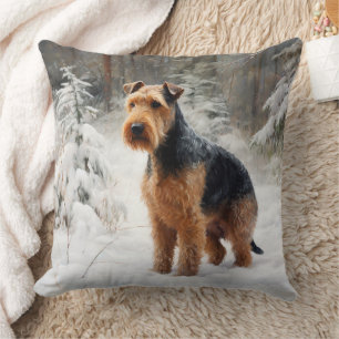 Welsh Terrier Let It Snow Christmas  Throw Pillow