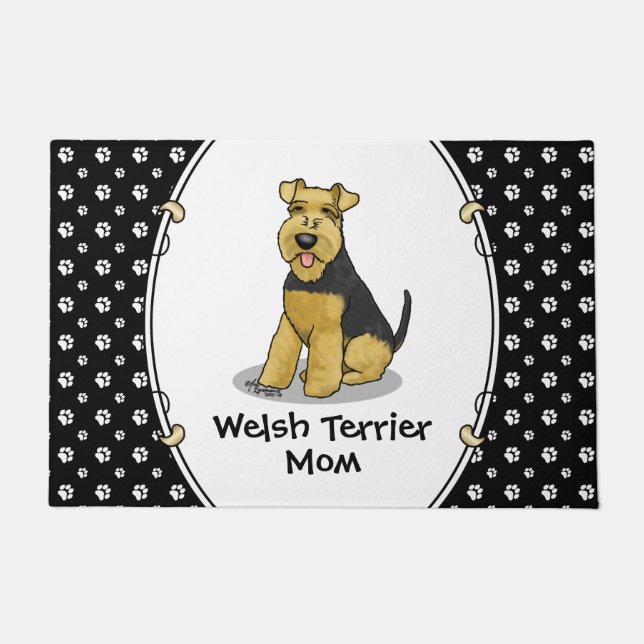 Welsh Terrier Mom Cute Dog Mom Doormat (Front)