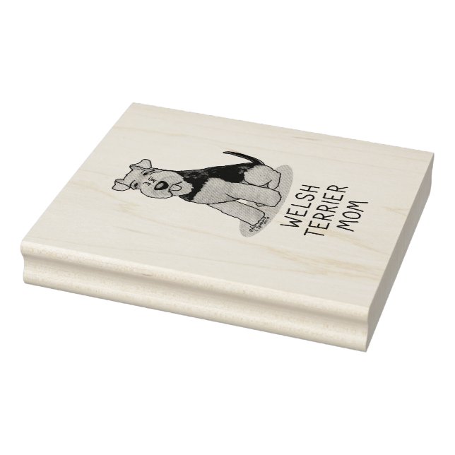 Welsh Terrier Mom - Cute Dog Mom Rubber Stamp (Stamp)