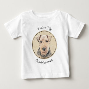 Welsh Terrier Painting - Cute Original Dog Art Baby T-Shirt