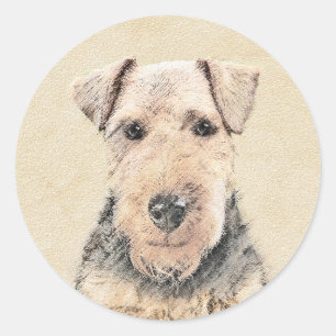 Welsh Terrier Painting - Cute Original Dog Art Classic Round Sticker