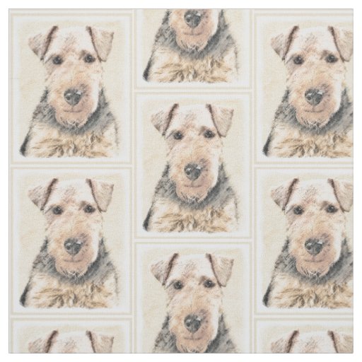Welsh Terrier Painting - Cute Original Dog Art Fabric