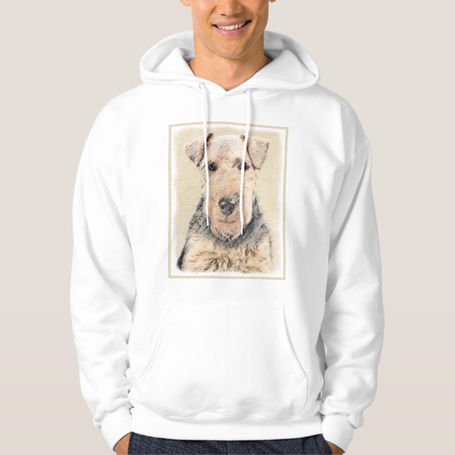 Welsh Terrier Painting - Cute Original Dog Art Hoodie (Front)